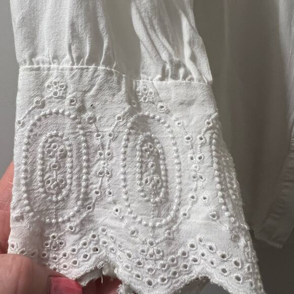 LOFT WHITE/CREAM COLORED EMBROIDERED LONG SLEEVED BUTTON DOWN BLOUSE SIZE XL - Picture 4 of 15